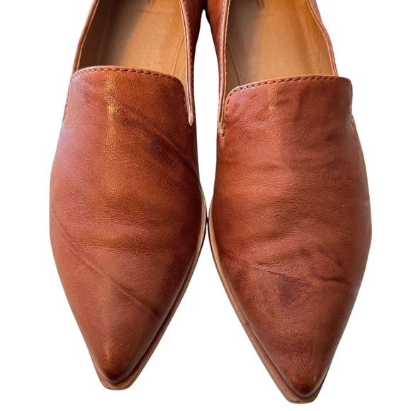 FRYE Kenzie Venetian Loafers Flats Size 7.5 Brown Distressed Leather Pointed Toe - Picture 9 of 12